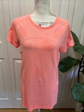 lululemon athletica Pinkish orange colour Short Sleeve Workout Tee